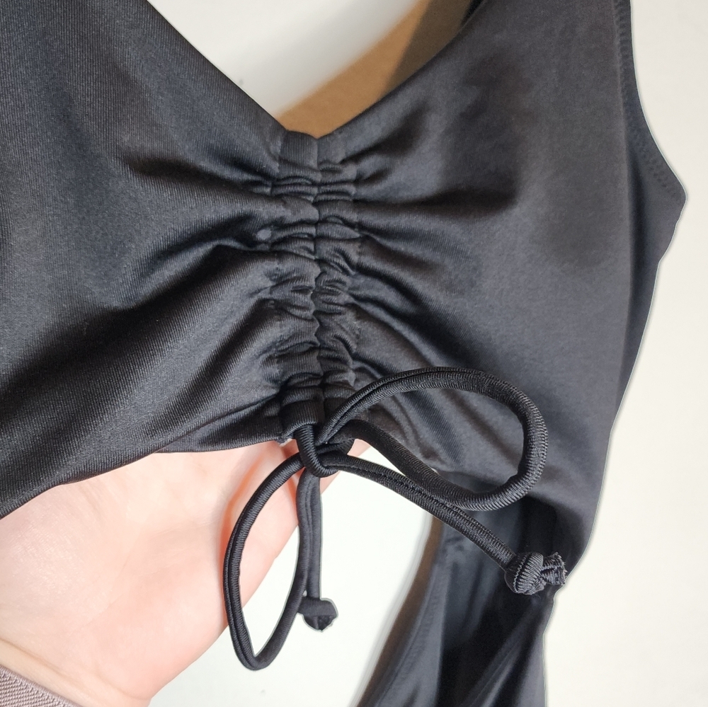 PINK Victoria's Secret Ruched Front Cutout One Piece‎ Swimsuit Black XL New - Picture 2 of 15